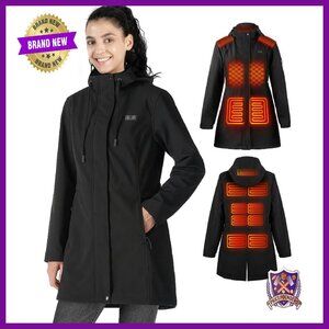 Women's Heated Jacket with 15 Heat Zones, Battery Pack, Waterproof Softshell